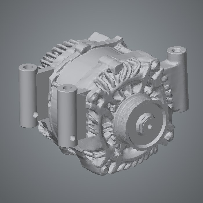 The melted model, three-quarter view